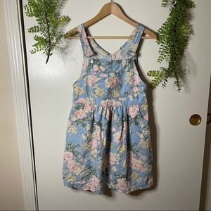 vintage GAP floral overalls minidress baby blue